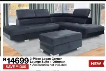 House & Home 3-piece logan corner lounge suite + ottoman offer