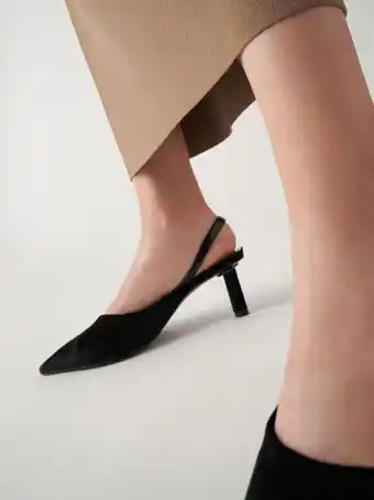 Charles & Keith Amelia velvet slingback pumps - black offer