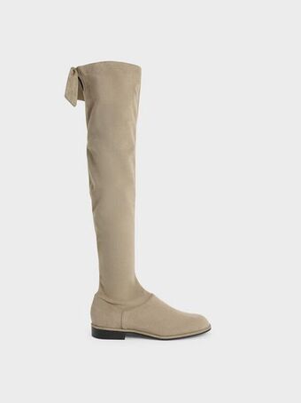 Charles & Keith Textured thigh-high boots - olive offer