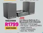 Game JVC 2.0 Micro DVD HiFi + Bluetooth UX-DN400 offer