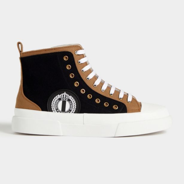 Leather and denim high top offer at Fabiani