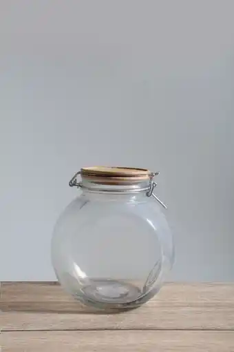 Large bamboo lid glass canister