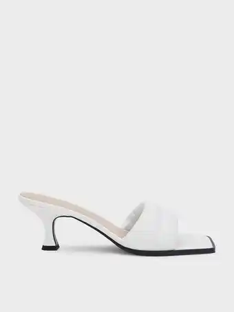 Charles & Keith Padded square toe mules - white offer