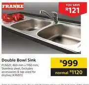 Franke Double Bowl Sink PLN621-460mm x 1160mm