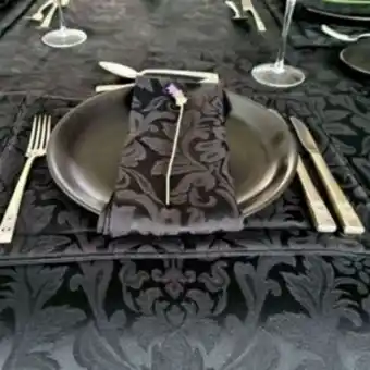 Adams Discount Centre Palace demask black table linen offer