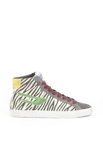 High-top sneakers in leather and suede