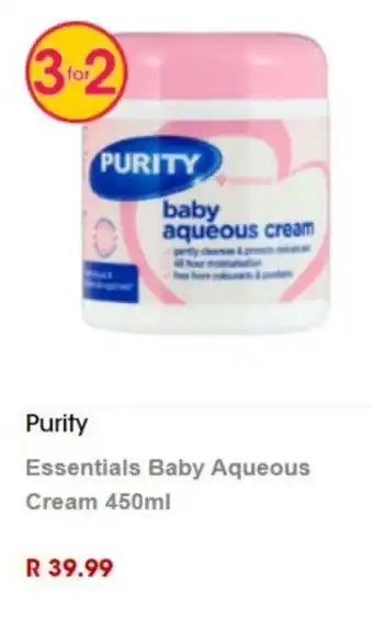 Clicks Purity Essentials Baby Aqueous Cream 450ml offer