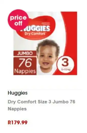 Clicks Huggies Dry Comfort Size 3 Jumbo 76 Nappies offer