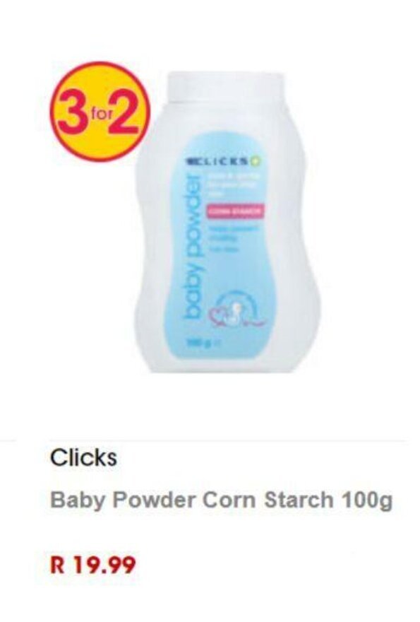 Clicks Baby Powder Corn Starch 100g offer at Clicks
