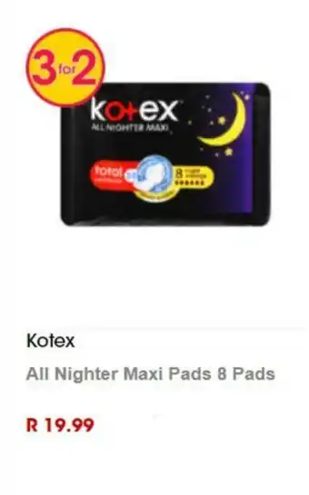 Clicks Kotex All Nighter Maxi Pads 8 Pads offer