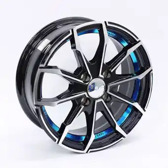 Autostyle 14″ m6972 4/100 black machine face with blue undercut alloy wheels offer