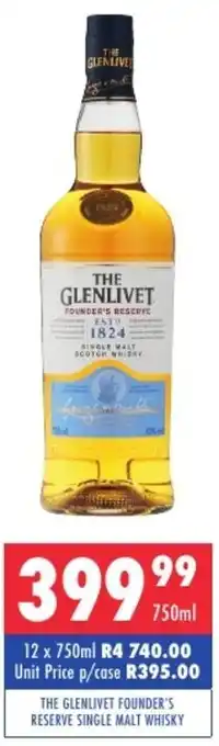 Ultra Liquors The Glenlivet Founder's Reserve Single Malt Whisky 750ml offer