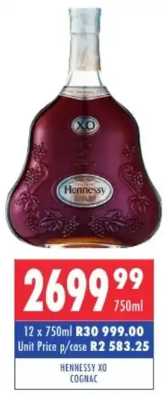 Ultra Liquors Hennessy X.O Cognac 750ml offer