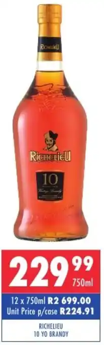 Ultra Liquors Richellieu 10YO Brandy 750ml offer