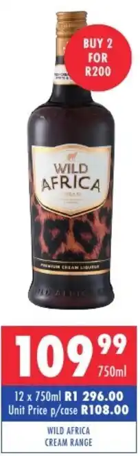 Ultra Liquors Wild Africa Cream Range 750ml offer