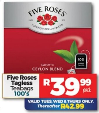 Take 'n Pay Five Roses Tagless Teabags 100's offer