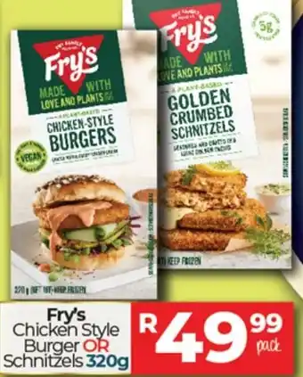 Take 'n Pay Fry's Chichen Style Burger or Schnitzels 320g offer