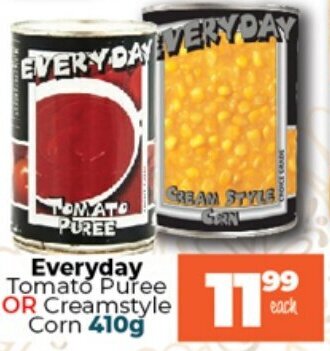 Take 'n Pay Everyday Tomato Puree or Creamstyle Corn 410g offer