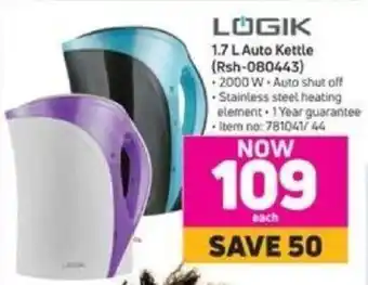 Game Logik 1.7L Auto Kettle (Rsh-080443) offer