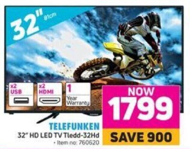 Telefunken 32" HD LED TV Tledd-32Hd offer at Game