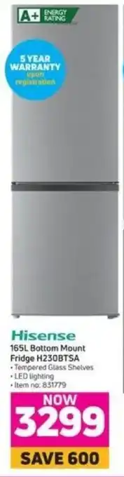 Game Hisense 165L Bottom Mount Firdge H230BTSA offer