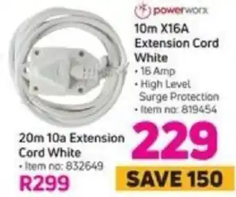 Game powerworx 10m x 16A Extension Cord White offer
