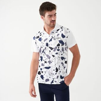 Men's blue camo polo shirt