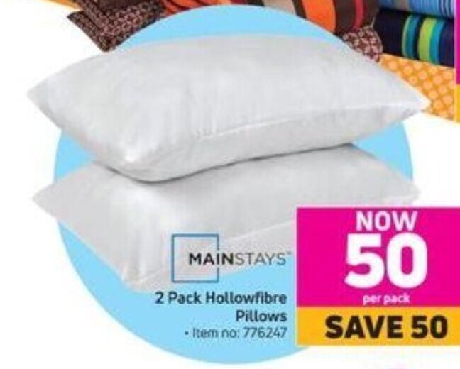Mainstays 2 Pack Hallowfibre Pillows offer at Game