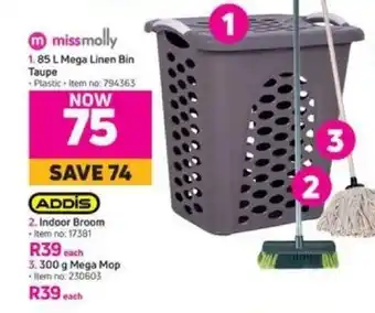missmolly 1.85L Mega Linen Bin Taupe