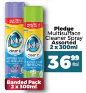 Take 'n Pay Pledge Multisurface Cleaner Spray Assorted 2 x 300ml offer