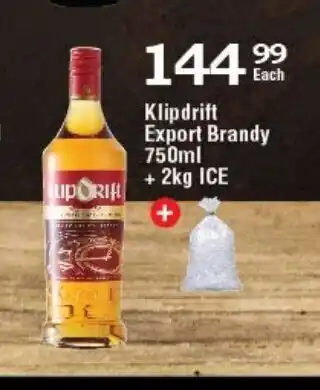 Oxford Freshmarket Klipdrift Export Brandy 750ml + 2kg Ice offer