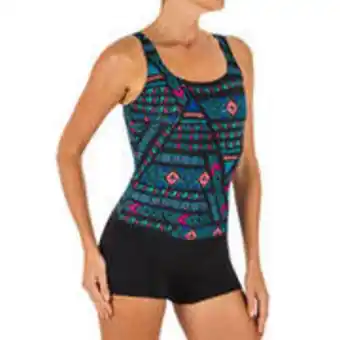 Decathlon Women's swimming 1-piece shorty swimsuit heva all afi - black offer