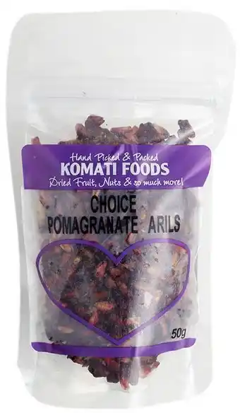 Komati dried pomegranate arils - sulphur free...