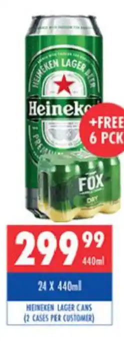 Ultra Liquors Heineken Lager Cans 24x440ml offer