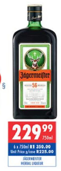 Ultra Liquors Jägermeister Herbal Liqueur 750ml offer