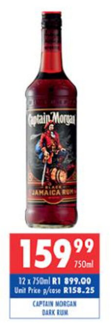 Ultra Liquors Captain Morgan Dark Rum 750ml offer