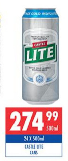 Ultra Liquors Castle Lite Cans 24x500ml offer