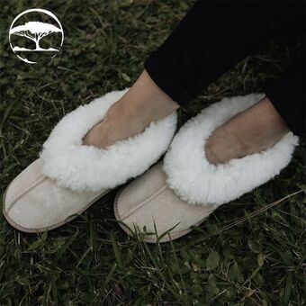 OneDayOnly Unisex sand cosy sheepskin & leather slippers offer