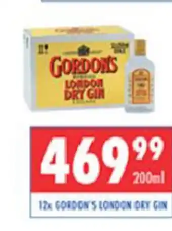Ultra Liquors 12x Gordon's London Gin 200ml offer