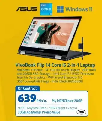 Incredible Connection Asus VivoBook Flip 14 Core i5 2-in-1 Laptop PMx36 offer