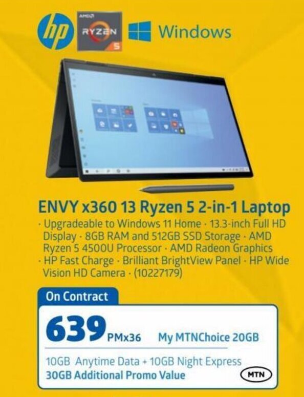 HP Envy x360 13 Ryzen 5 2in1 Laptop PMx36 offer at Incredible Connection