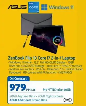 Incredible Connection Asus ZenBook Flip 13 Core i7 2-in-1 Laptop PMx36 offer
