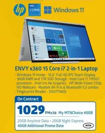 Incredible Connection HP Envy x360 15 Core i7 20in-1 Laptop PMx36 offer