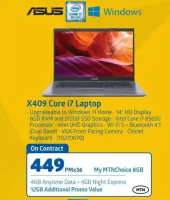 Incredible Connection Asus X409 Core i7 Laptop PMx36 offer