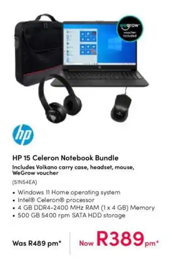 HP 15 Celeron Notebook Bundle