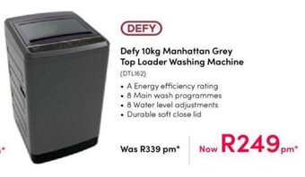 Teljoy Defy 10kg Manhattan Grey Top Loader Washing Machine offer