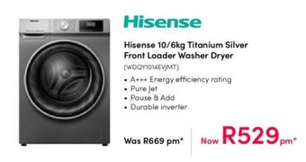 Hisense 10/6kg Titanium Silver Front Loader Washer Dryer