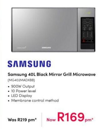 Teljoy Samsung 40L Black Mirror Grill Microwave offer