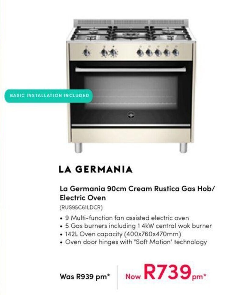 Lagermania 90cm Cream Rustica Gas Hob / Electric Oven offer at Teljoy