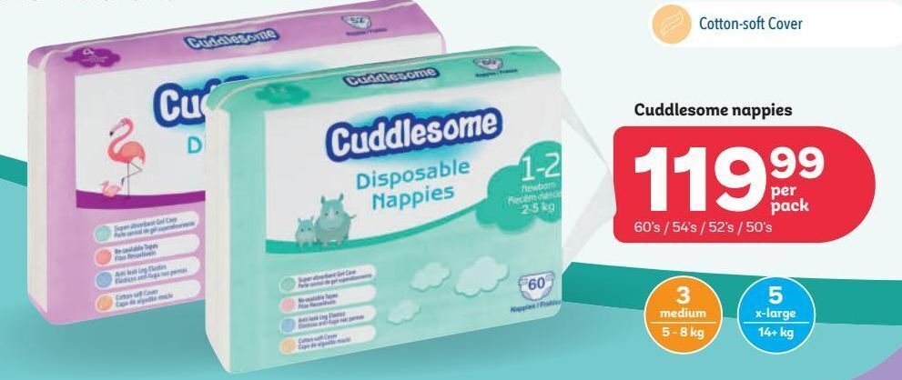 Cuddlesome nappies offer at PEP